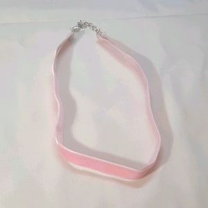 Pink velvet choker